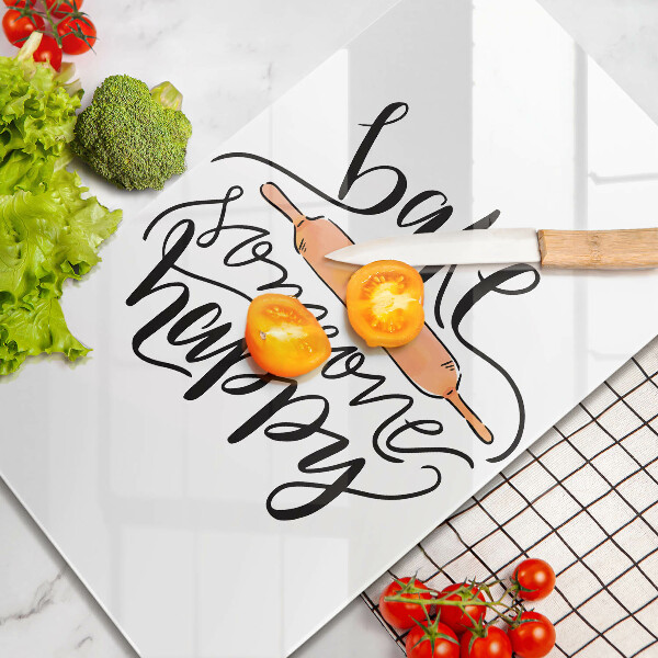 Tagliere in vetro Bake someone happy