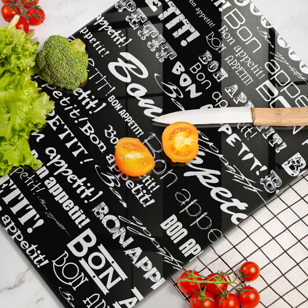 Tagliere in vetro Sottotitoli cucina Bon appetit