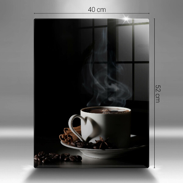 Tagliere in vetro Una tazza di caffè caldo