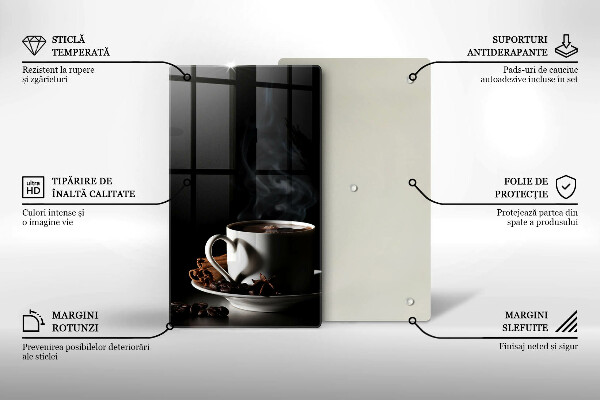 Tagliere in vetro Una tazza di caffè caldo