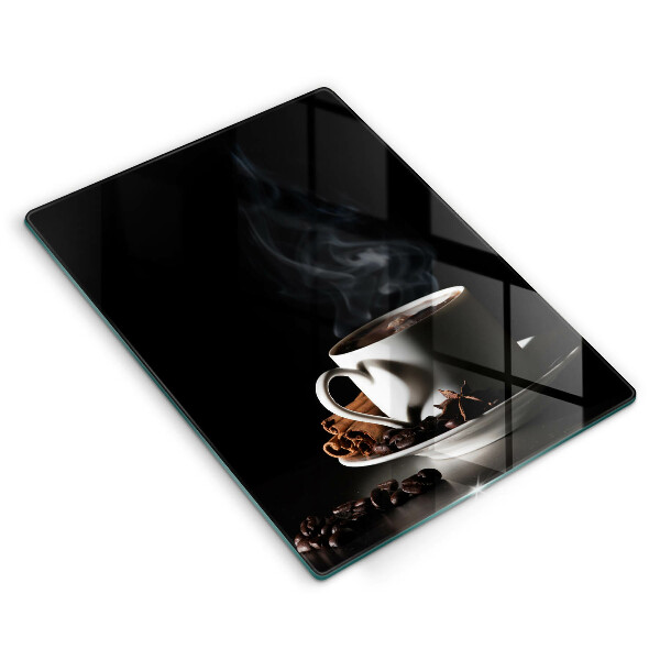 Tagliere in vetro Una tazza di caffè caldo
