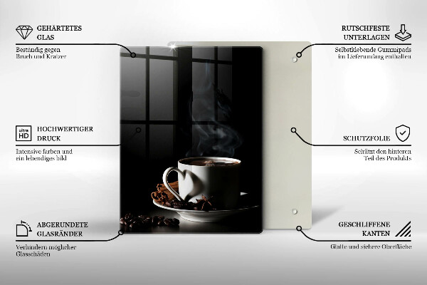 Tagliere in vetro Una tazza di caffè caldo