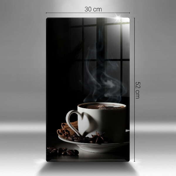 Tagliere in vetro Una tazza di caffè caldo