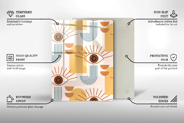 Tagliere in vetro Modello occhi boho