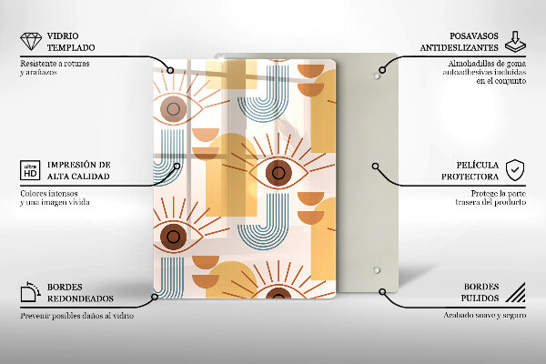 Tagliere in vetro Modello occhi boho