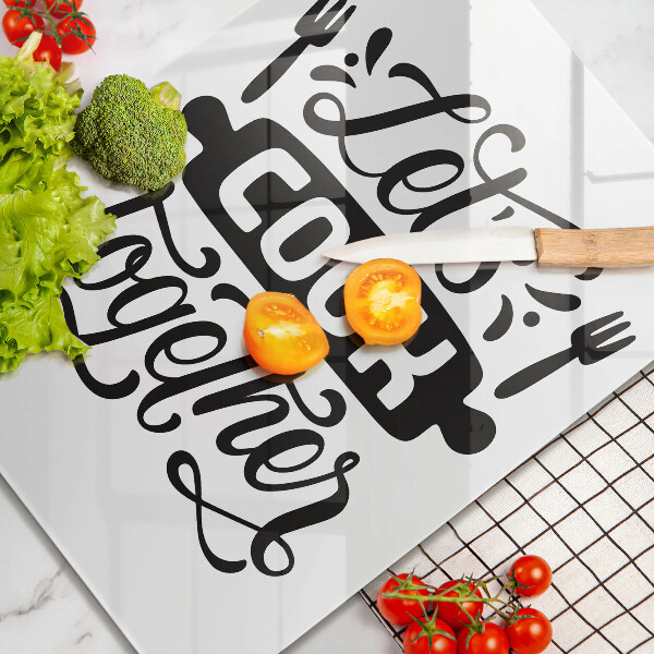 Tagliere in vetro Let's cook together