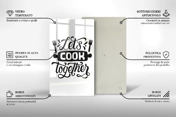 Tagliere in vetro Let's cook together