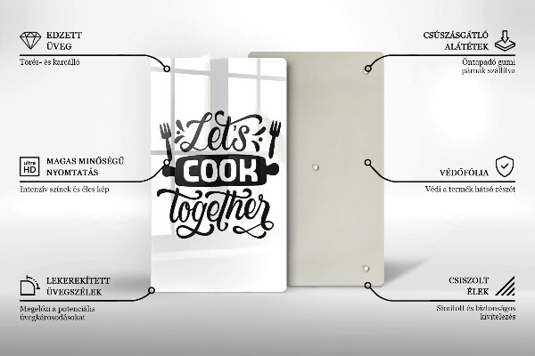 Tagliere in vetro Let's cook together