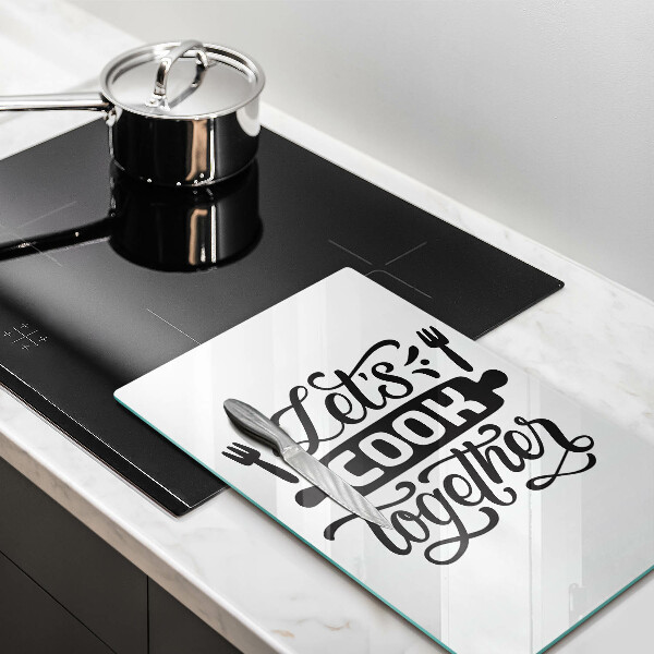 Tagliere in vetro Let's cook together