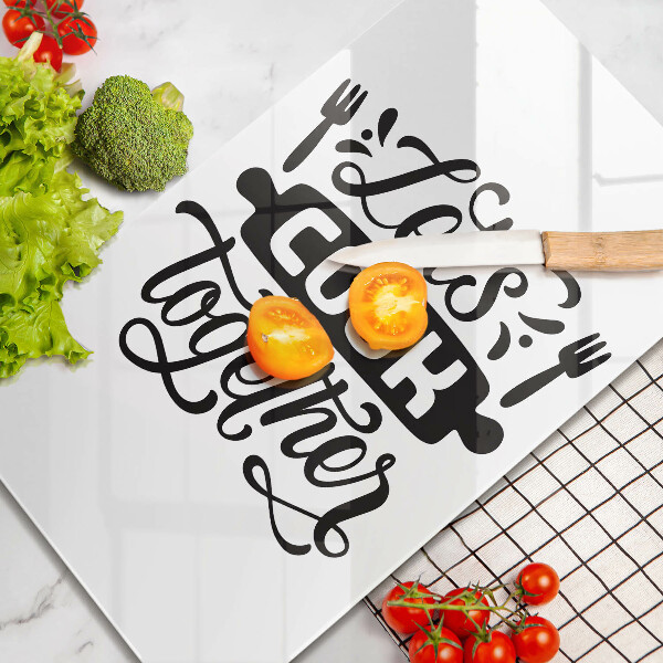 Tagliere in vetro Let's cook together