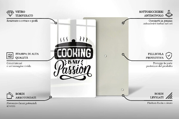 Tagliere in vetro Cooking is my passion