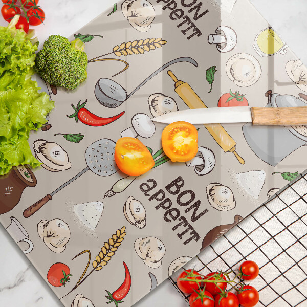 Tagliere in vetro temperato Illustrazione della cucina