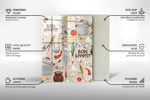 Tagliere in vetro temperato Illustrazione della cucina