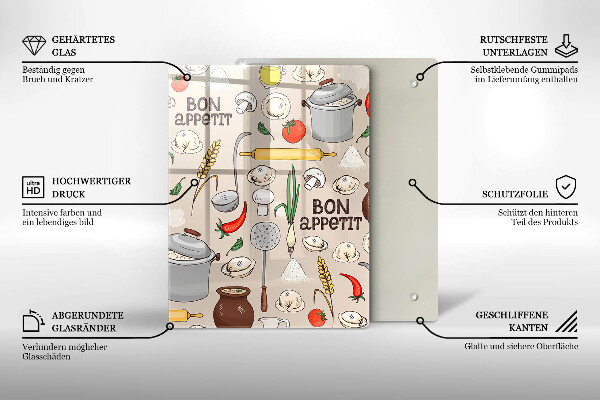 Tagliere in vetro temperato Illustrazione della cucina