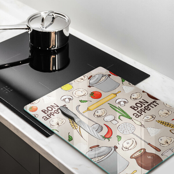 Tagliere in vetro temperato Illustrazione della cucina