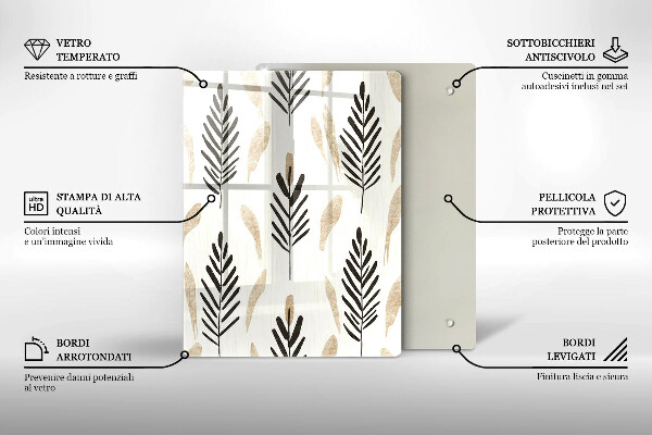 Tagliere in vetro temperato Piante bohémien