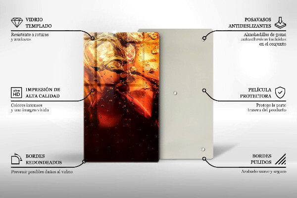 Tagliere in vetro temperato Bevanda alla cola con ghiaccio