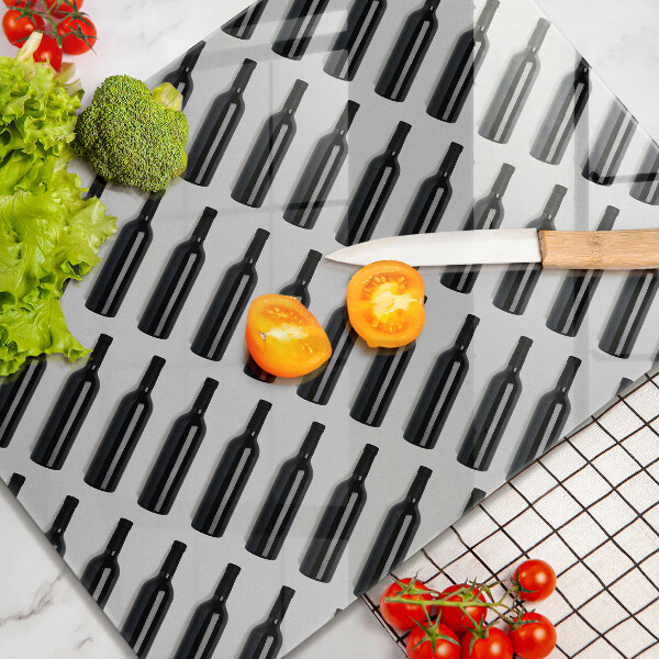 Tagliere in vetro temperato Bottiglie di vino nere