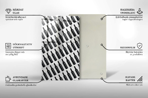 Tagliere in vetro temperato Bottiglie di vino nere