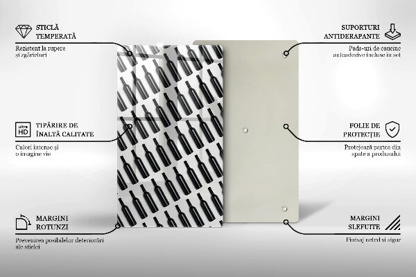 Tagliere in vetro temperato Bottiglie di vino nere