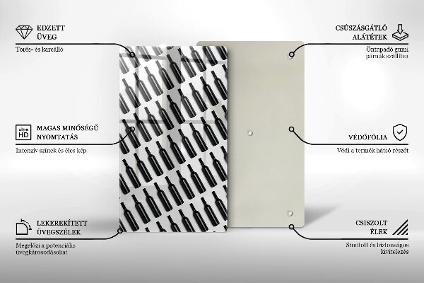 Tagliere in vetro temperato Bottiglie di vino nere