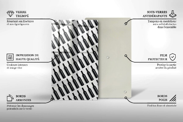 Tagliere in vetro temperato Bottiglie di vino nere