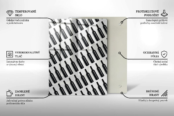 Tagliere in vetro temperato Bottiglie di vino nere