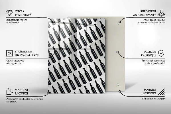 Tagliere in vetro temperato Bottiglie di vino nere