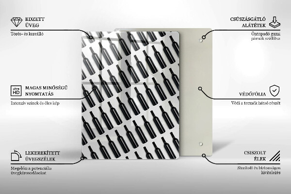 Tagliere in vetro temperato Bottiglie di vino nere