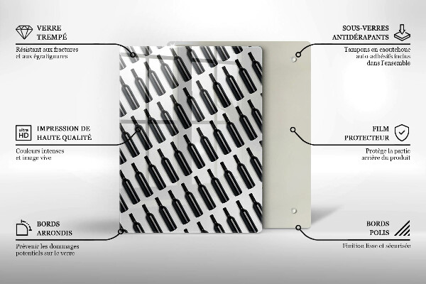 Tagliere in vetro temperato Bottiglie di vino nere