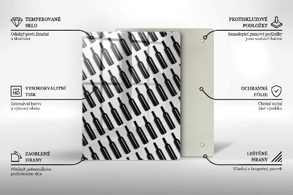 Tagliere in vetro temperato Bottiglie di vino nere