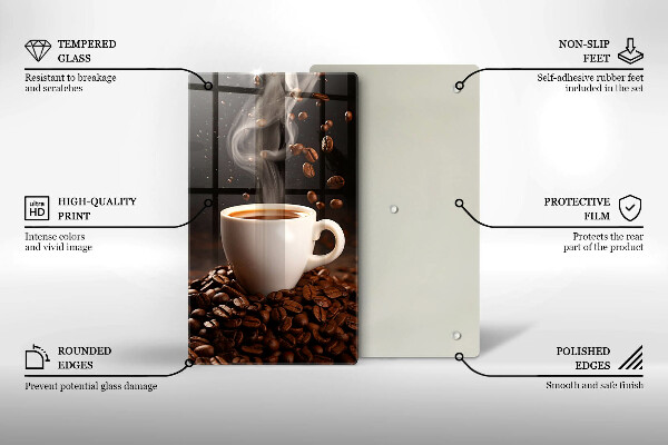 Tagliere in vetro temperato Tazza di caffè calda