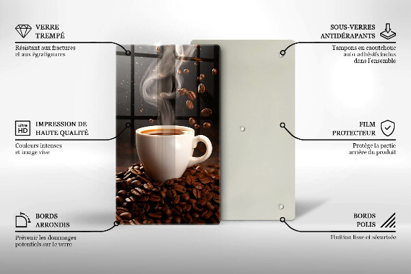 Tagliere in vetro temperato Tazza di caffè calda