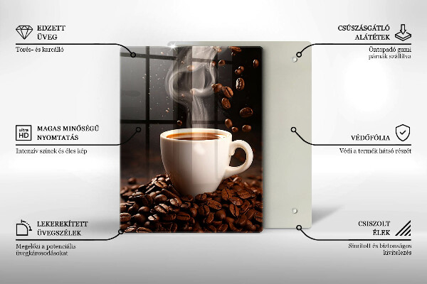 Tagliere in vetro temperato Tazza di caffè calda