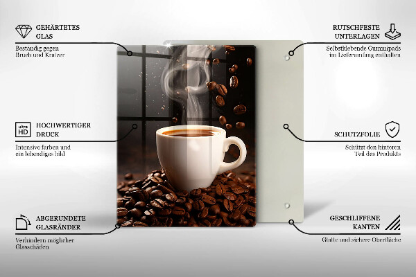 Tagliere in vetro temperato Tazza di caffè calda