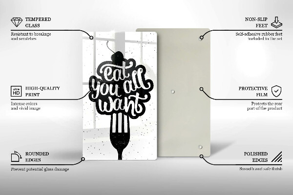 Tagliere in vetro temperato Eat all you want