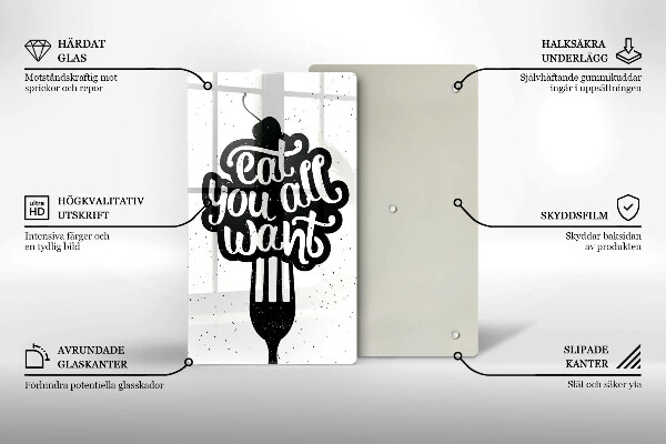 Tagliere in vetro temperato Eat all you want