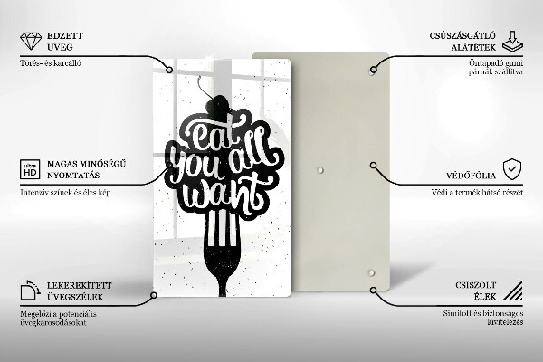 Tagliere in vetro temperato Eat all you want