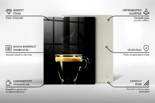 Tagliere in vetro temperato Un bicchiere di caffè nero