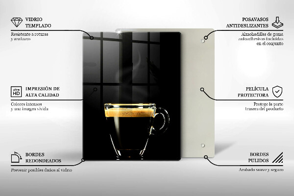 Tagliere in vetro temperato Un bicchiere di caffè nero