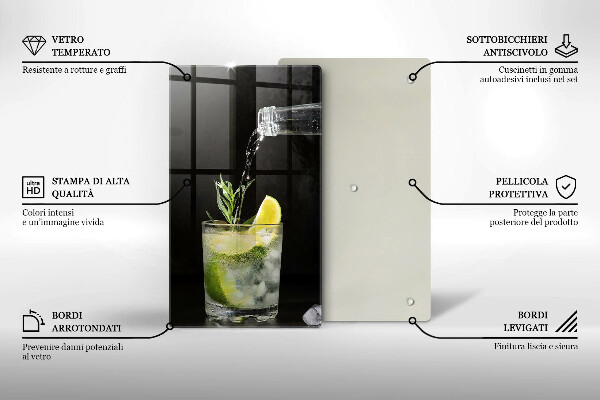 Tagliere in vetro temperato Un bicchiere d'acqua