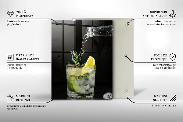 Tagliere in vetro temperato Un bicchiere d'acqua