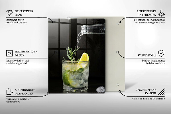 Tagliere in vetro temperato Un bicchiere d'acqua