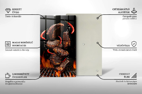 Tagliere in vetro temperato Carne alla griglia