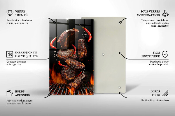 Tagliere in vetro temperato Carne alla griglia