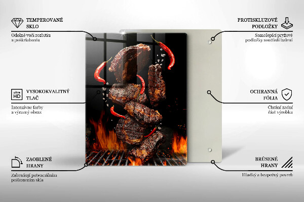 Tagliere in vetro temperato Carne alla griglia