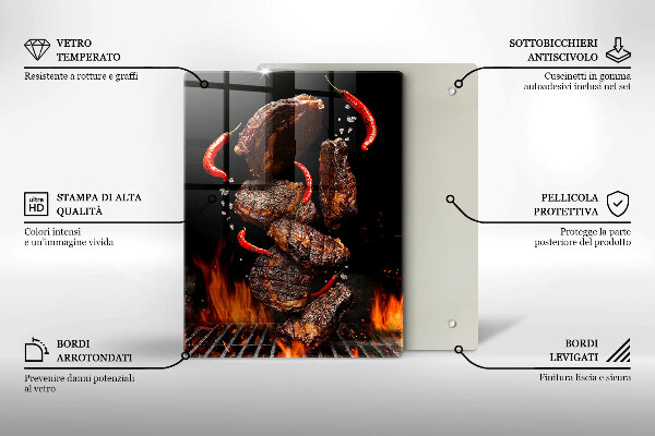 Tagliere in vetro temperato Carne alla griglia