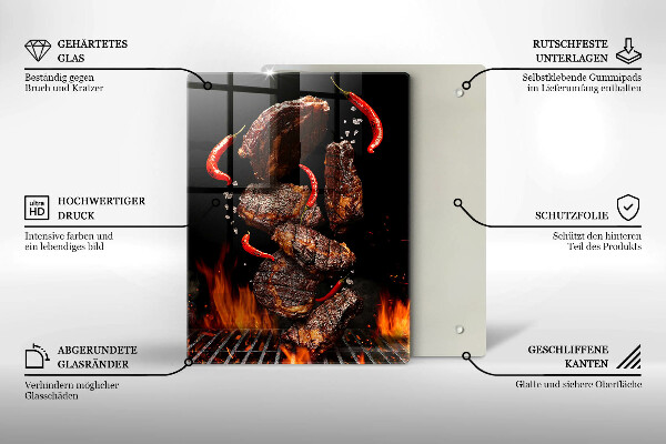 Tagliere in vetro temperato Carne alla griglia