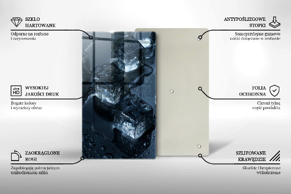 Tagliere in vetro temperato Cubetti di ghiaccio freddi