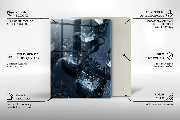 Tagliere in vetro temperato Cubetti di ghiaccio freddi